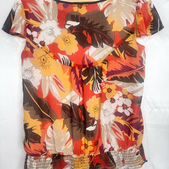 Apt. 9 Orange Red Ruffled Blouse size Large - Picture 7 of 13